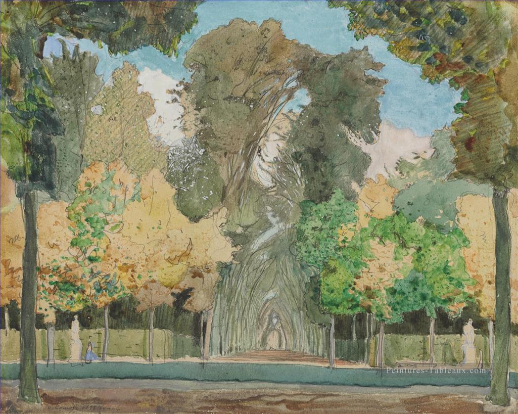 parc de versailles en automne Konstantin Somov bois paysage d’arbres Peintures à l'huile